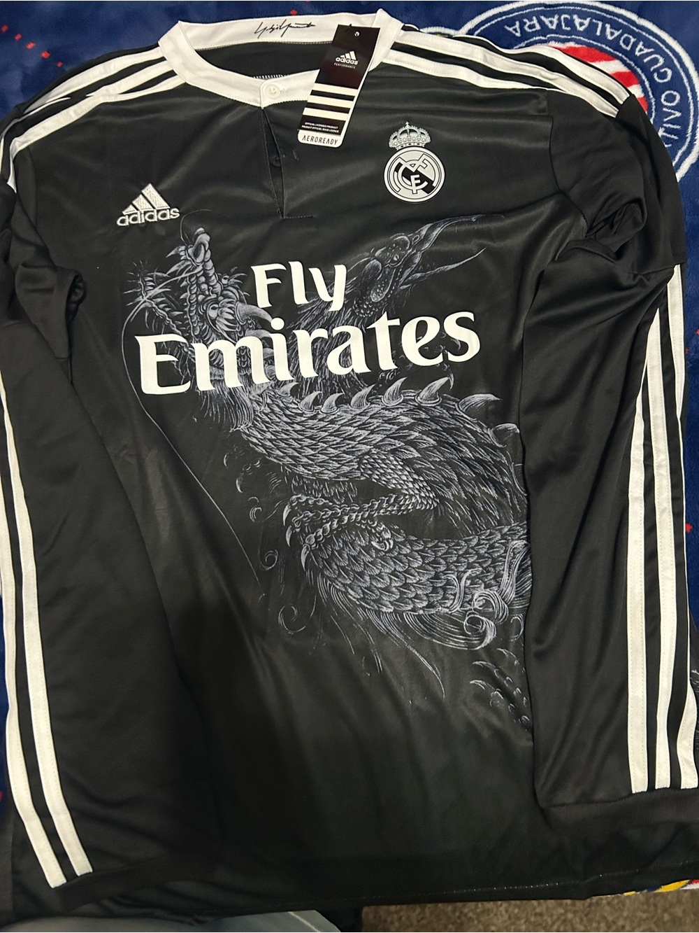 adidas Black Real Madrid Long-Sleeve Jersey with White Accents